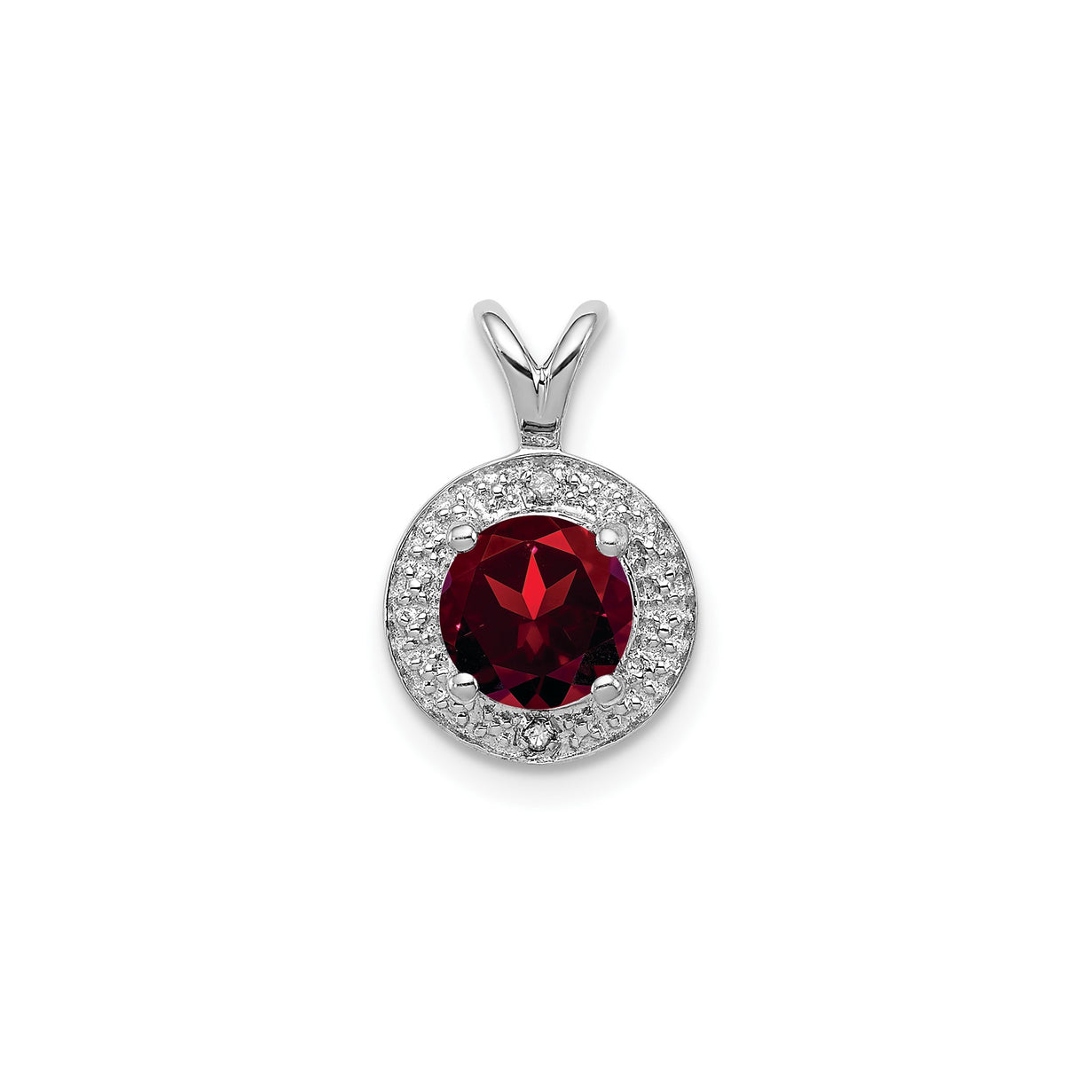 Sterling Silver Garnet Halo Pendant with Diamond Accents, January Birthstone Jewelry for Women