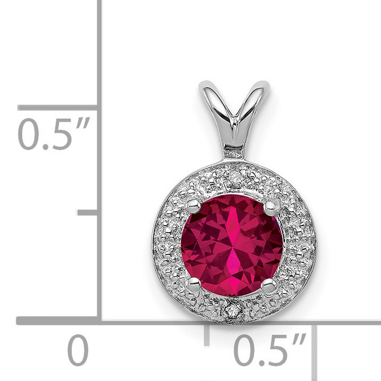 Sterling Silver Pendant with Lab Created Ruby and Diamond Accent, Halo Style for Women