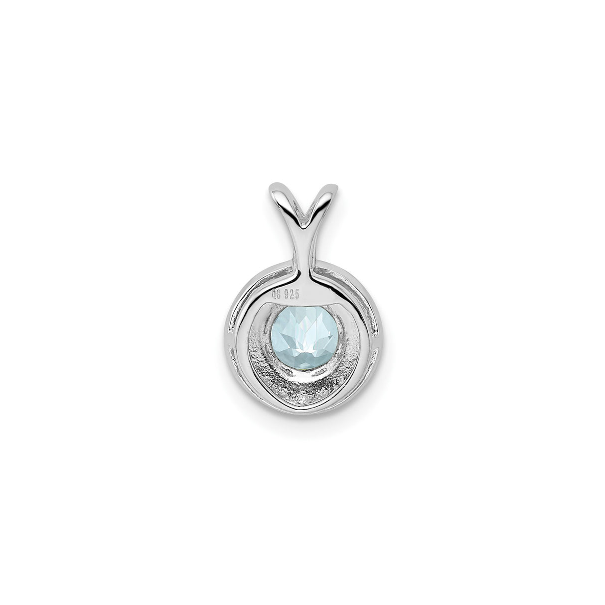 Sterling Silver Pendant with Aquamarine Center, Diamond Accents, Star Design