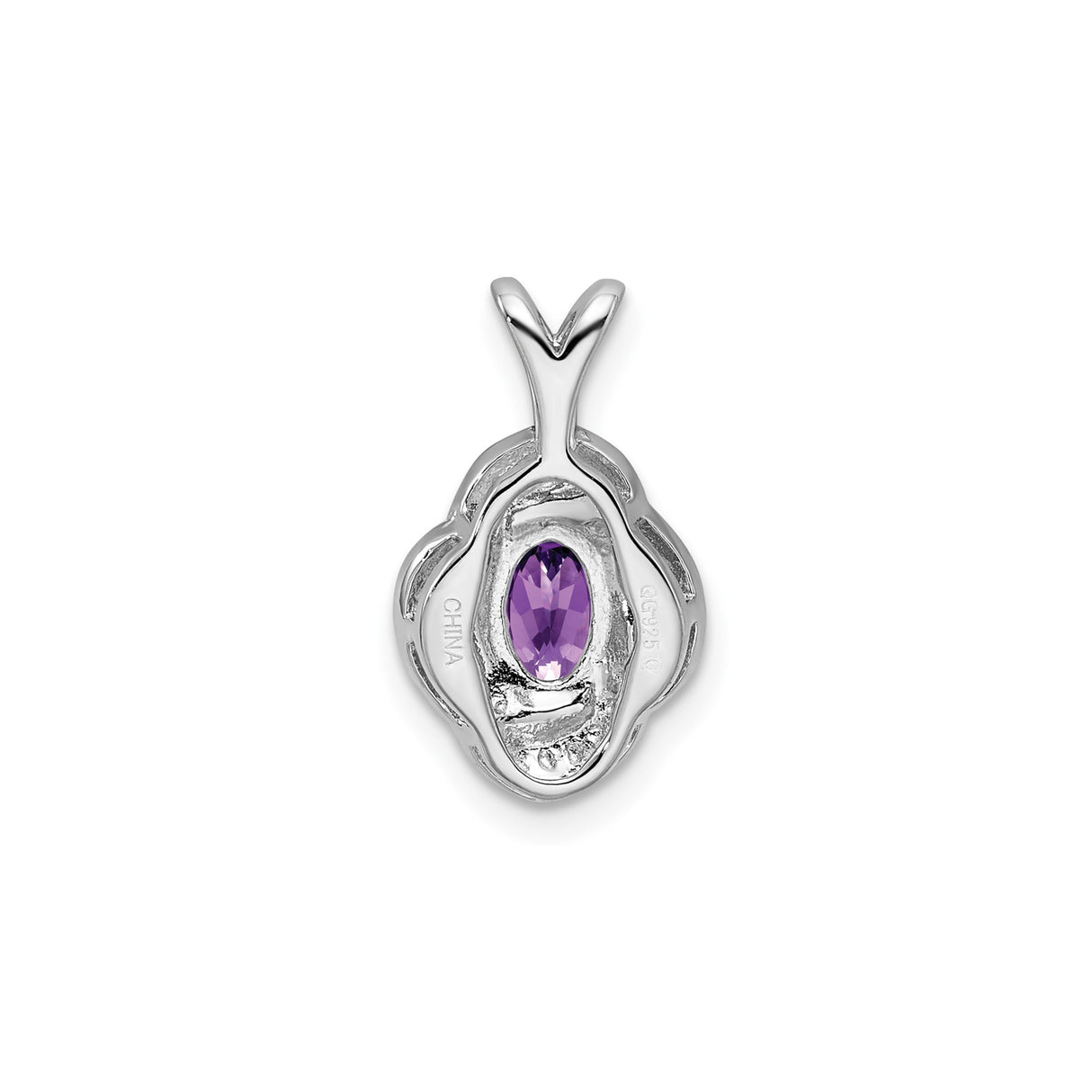 Sterling Silver Amethyst Pendant with Twisted Knot Design and Diamond Accents