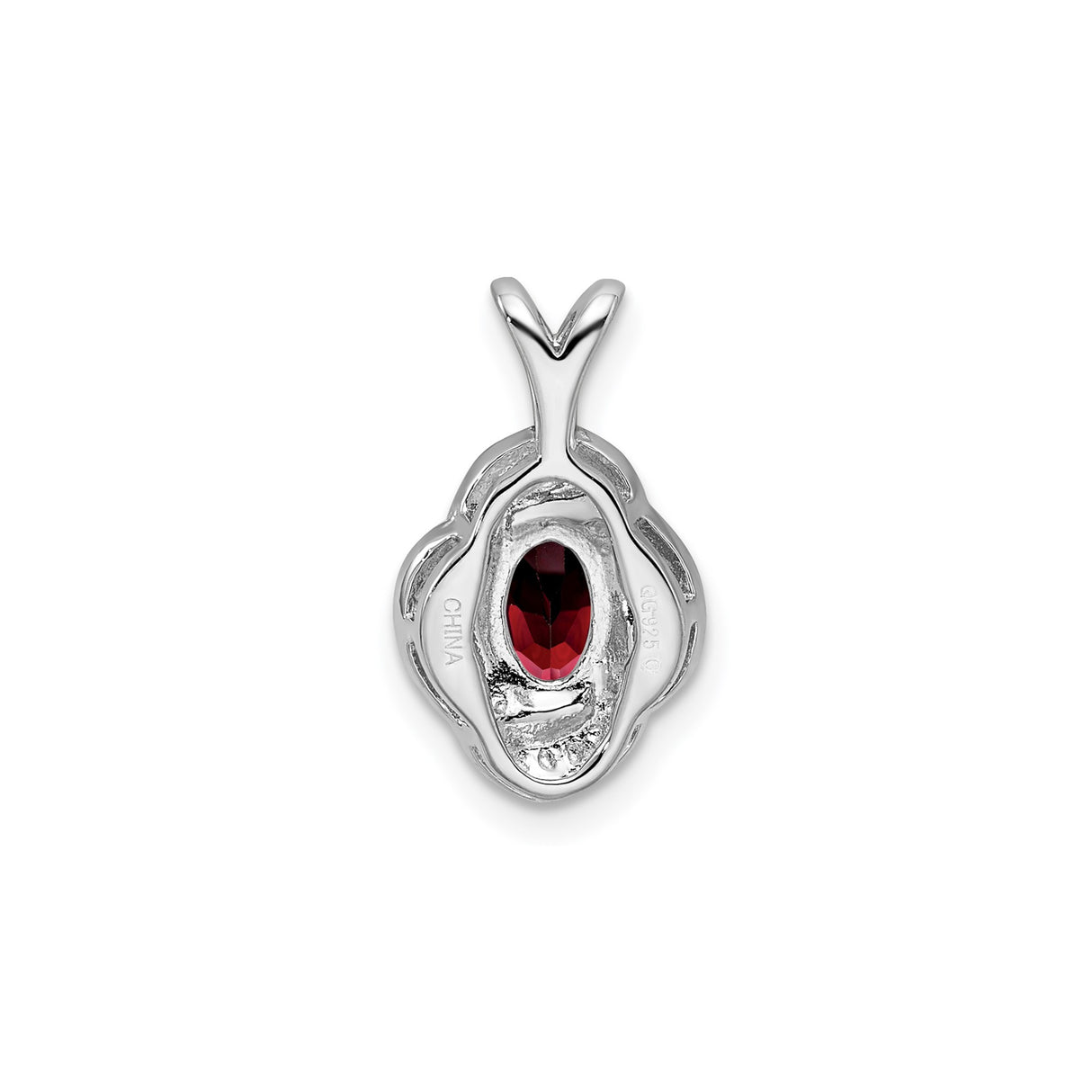 Sterling Silver Pendant with Garnet and Diamond Accents, Swirl Design for Women