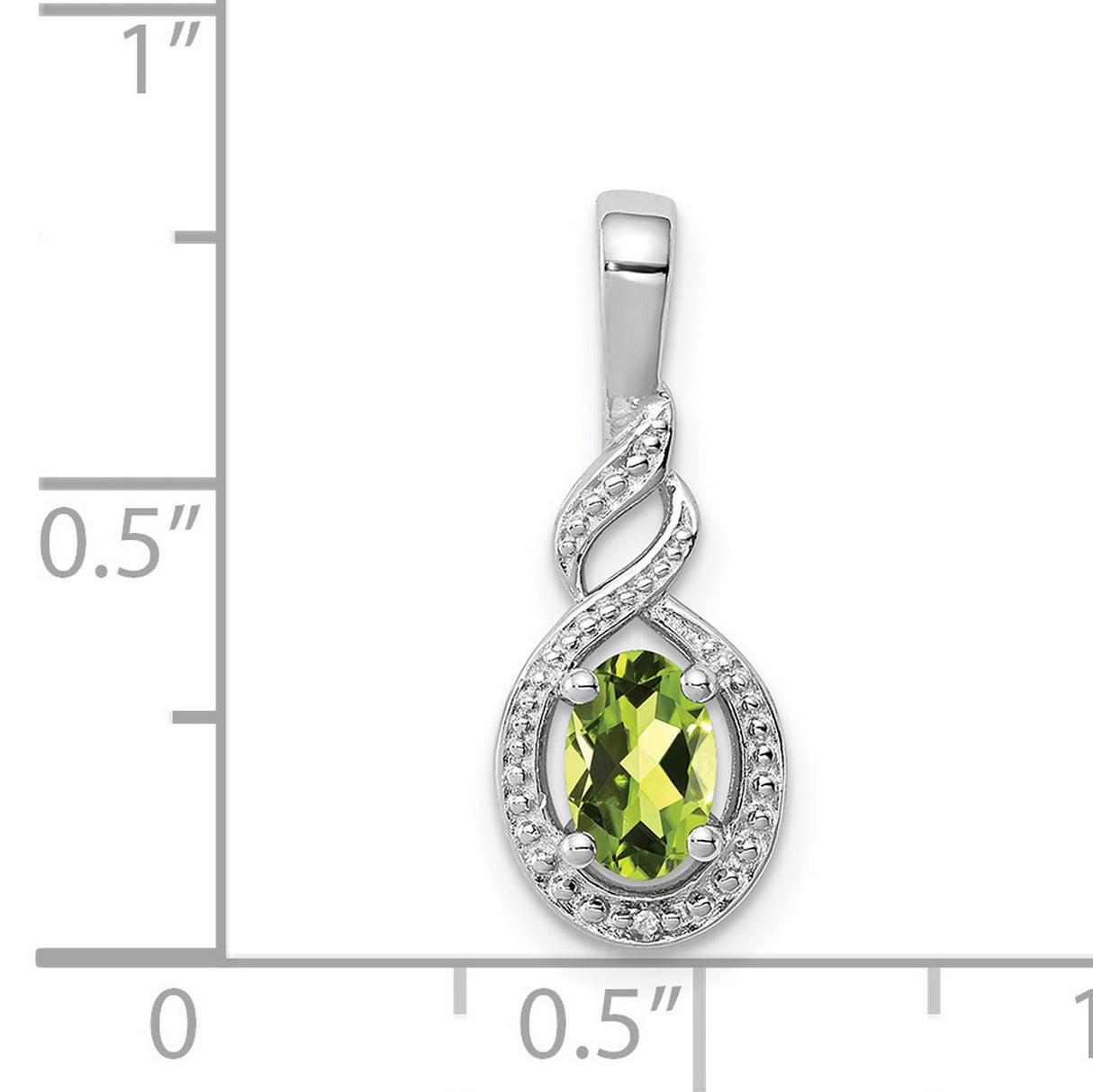 Sterling Silver Infinity Pendant with Oval Peridot and Diamonds Accents