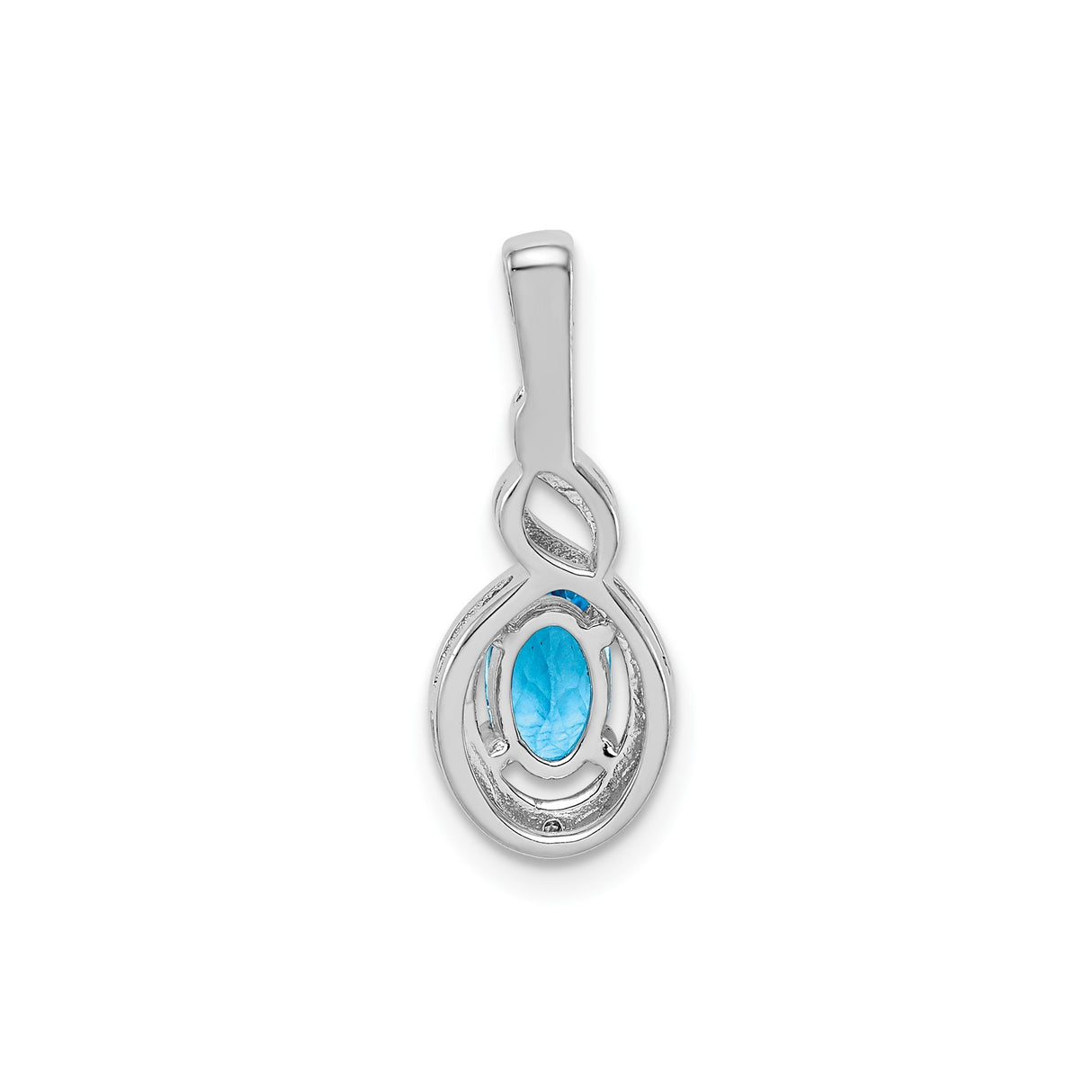 Sterling Silver Infinity Loop Pendant with Oval Swiss Blue Topaz and Diamond Accents