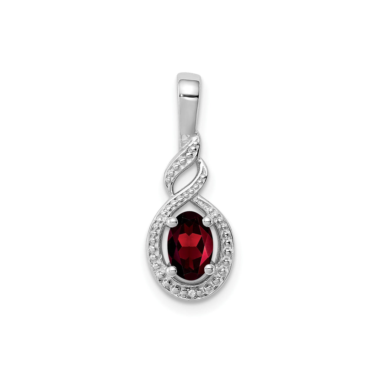 Sterling Silver Infinity Loop Pendant with Garnet and Diamond Accents, Romantic Jewelry for Women