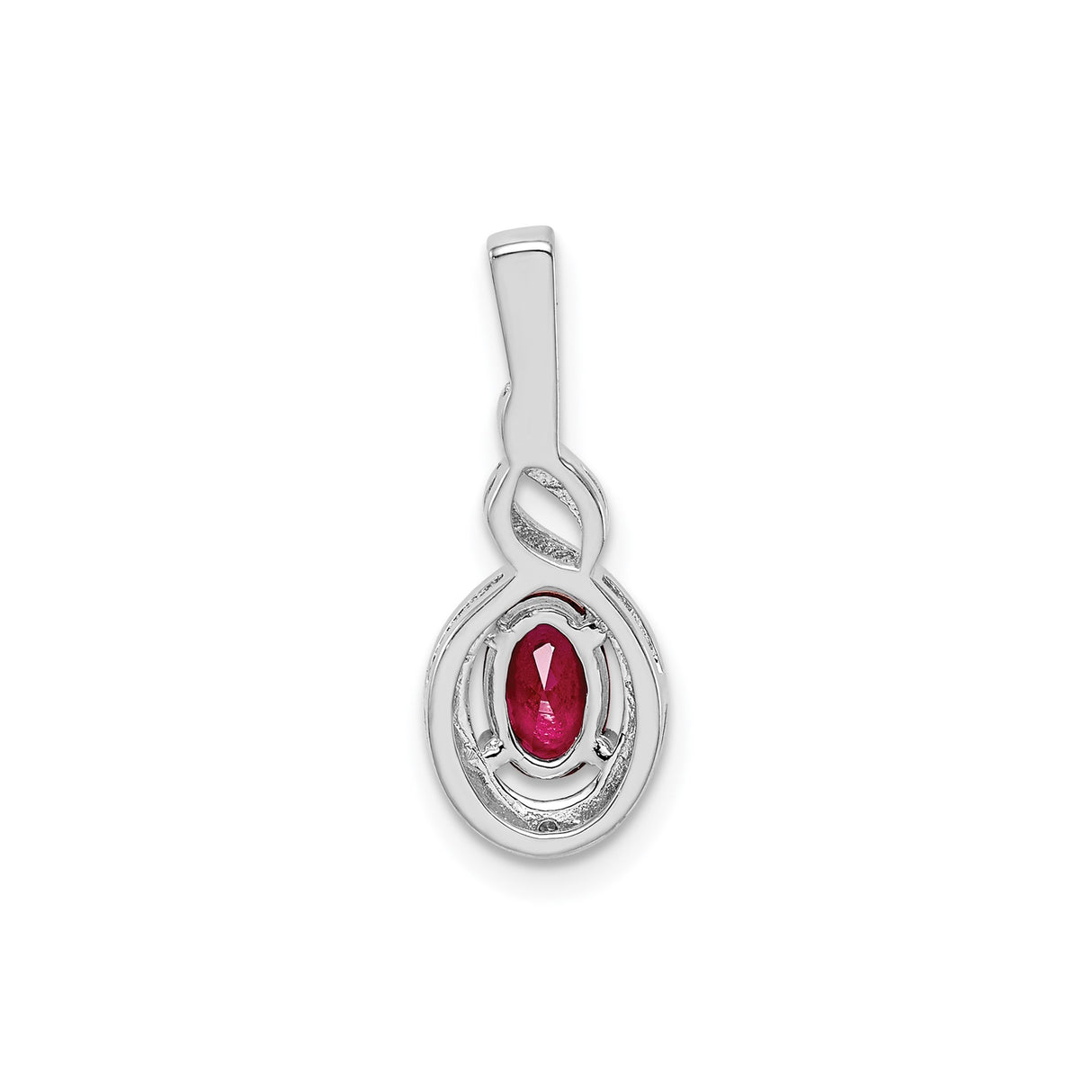 Sterling Silver Infinity Pendant with Lab Created Ruby and Diamond Accents