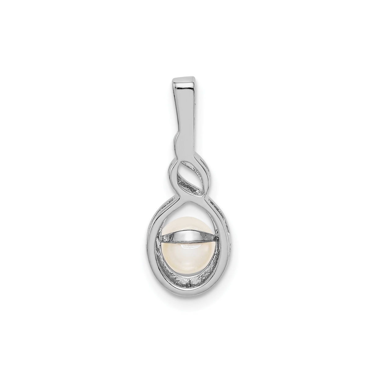 Sterling Silver Infinity Pendant with White Freshwater Pearl and Diamond Accent