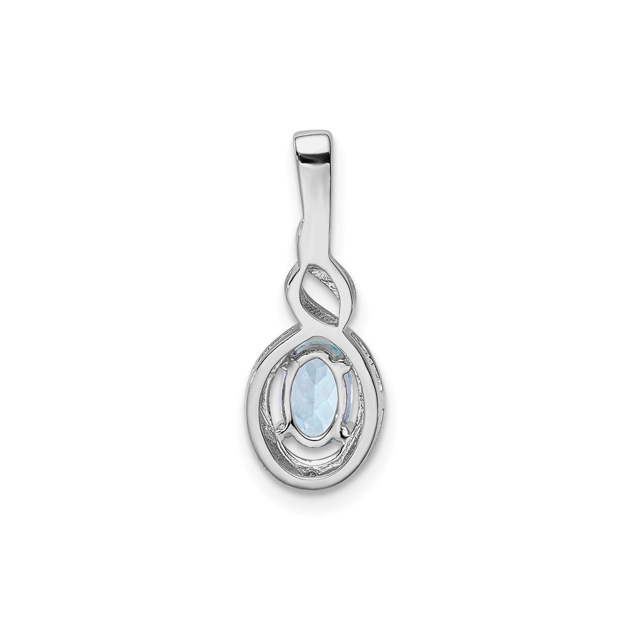 Sterling Silver Infinity Pendant with Aquamarine and Diamond Accents