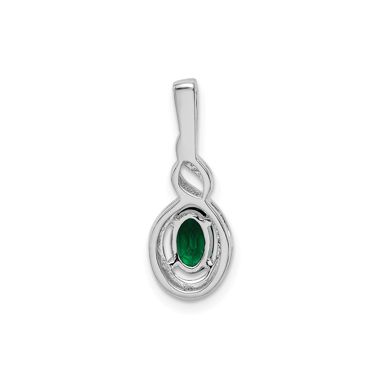 Sterling Silver Infinity Twist Pendant with Lab Created Emerald and Diamond Accents
