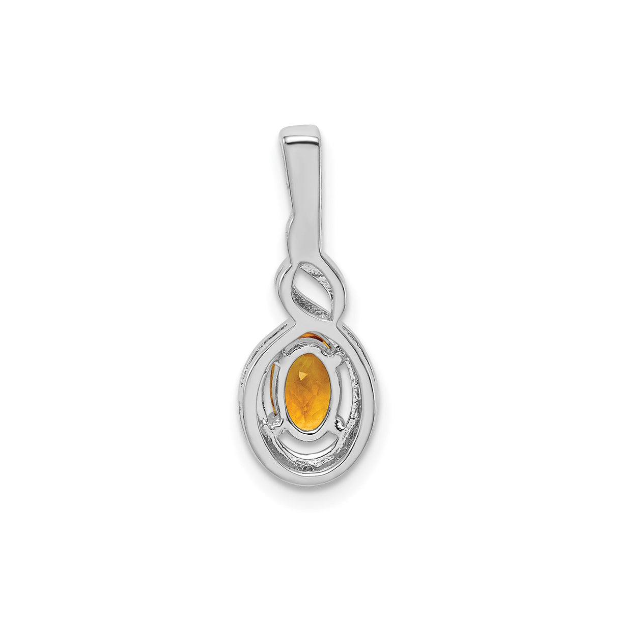 Sterling Silver Infinity Pendant with Citrine and Diamonds Accents, Twisted Eternal Love Design