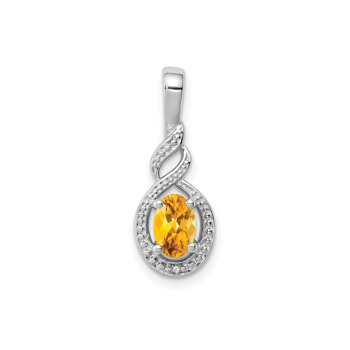 Sterling Silver Infinity Pendant with Citrine and Cubic Zirconia Accents, Twisted Eternal Love Design