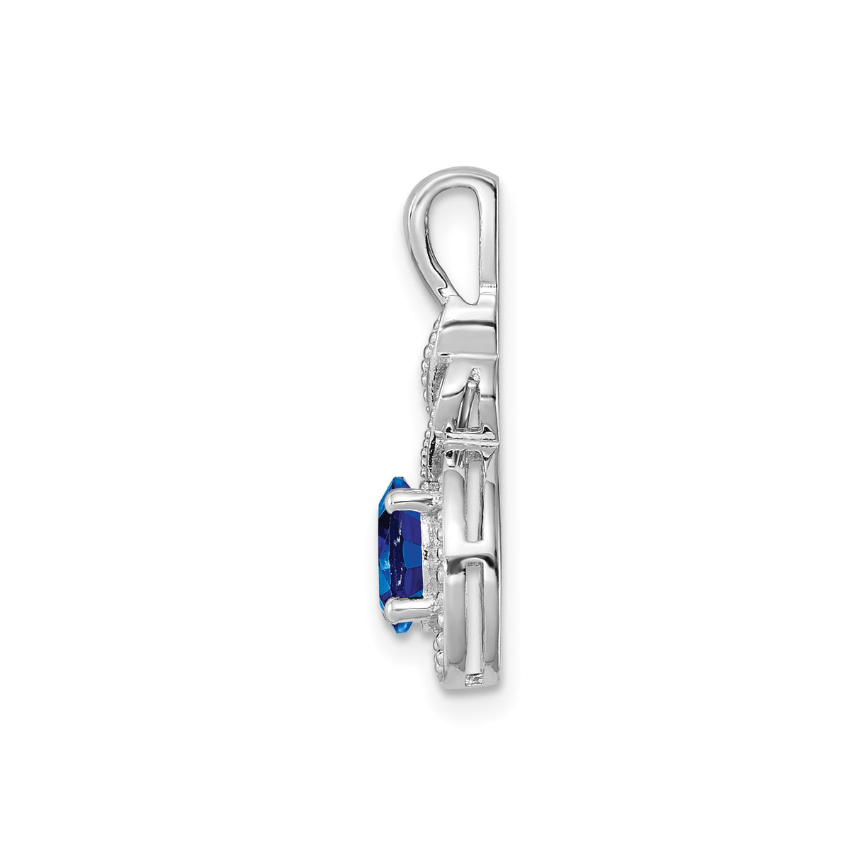 Sterling Silver Infinity Pendant with Lab Created Sapphire and Diamond Accents