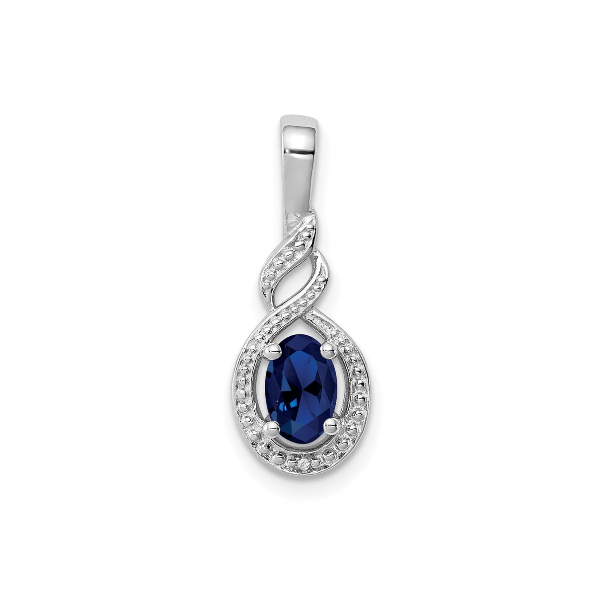 Sterling Silver Infinity Pendant with Lab Created Sapphire and Diamond Accents