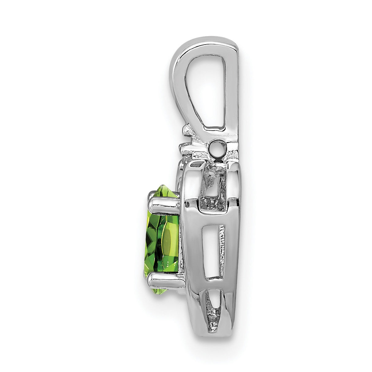 Sterling Silver Heart Pendant with Peridot and Diamond Accents, August Birthstone Jewelry