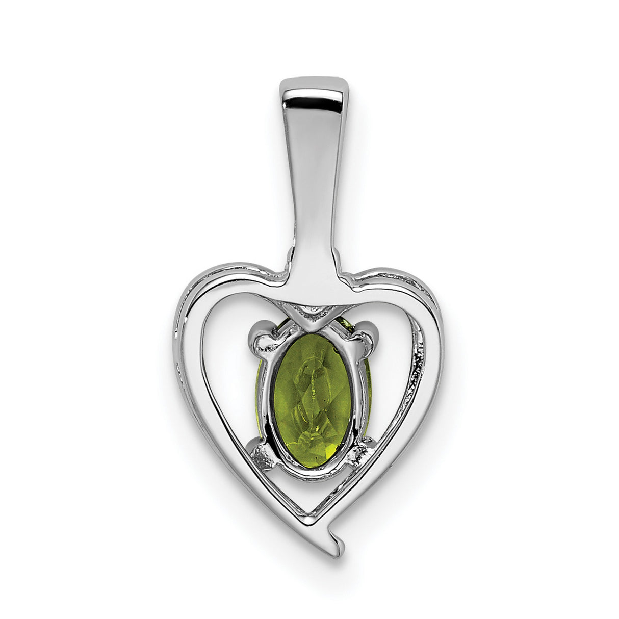 Sterling Silver Heart Pendant with Peridot and Diamond Accents, August Birthstone Jewelry