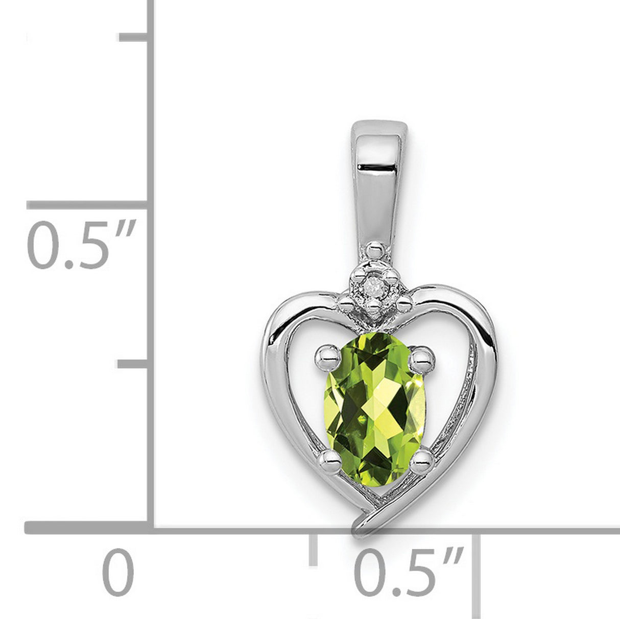 Sterling Silver Heart Pendant with Peridot and Diamond Accents, August Birthstone Jewelry