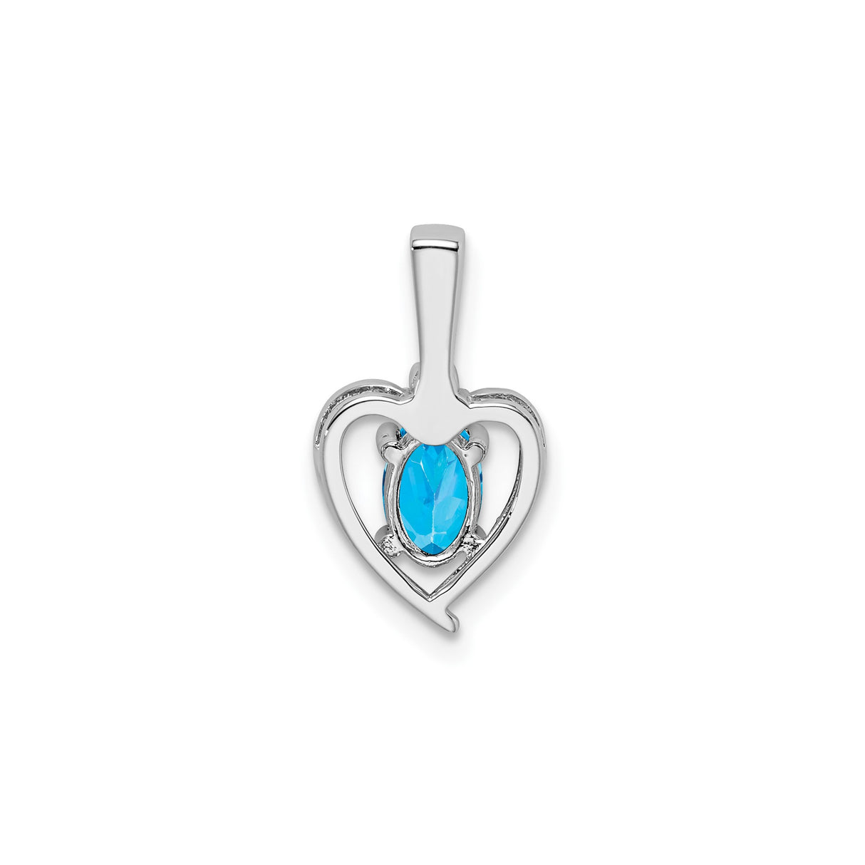Sterling Silver Heart Pendant with Swiss Blue Topaz and Diamond Accents