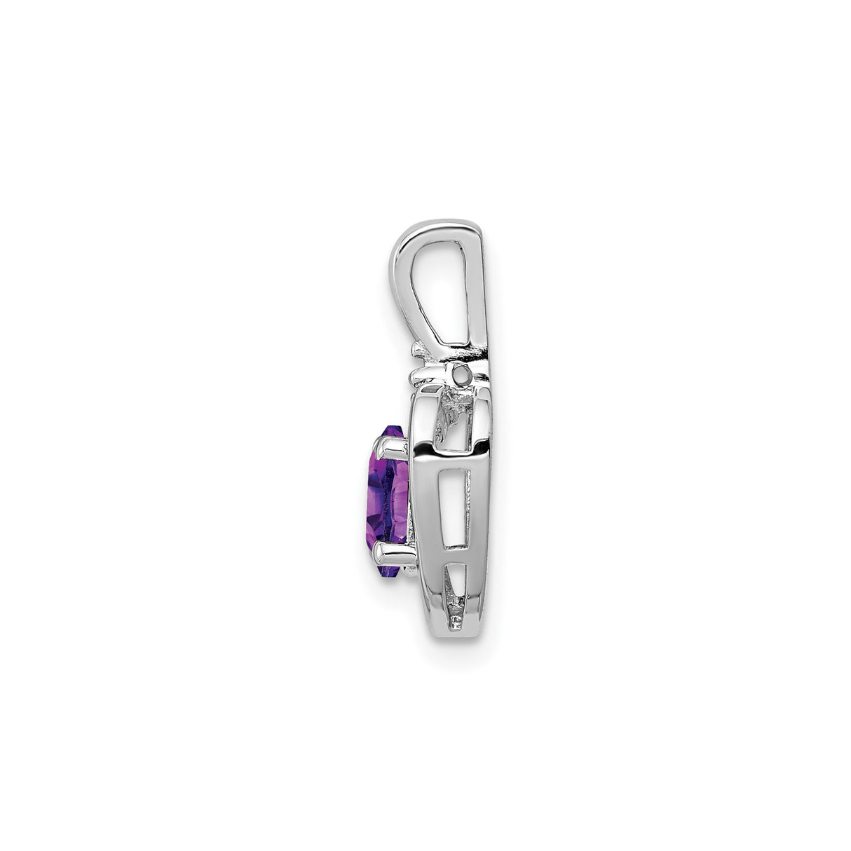 Sterling Silver Pendant with Heart-Shaped Amethyst and Diamond Accents for Women