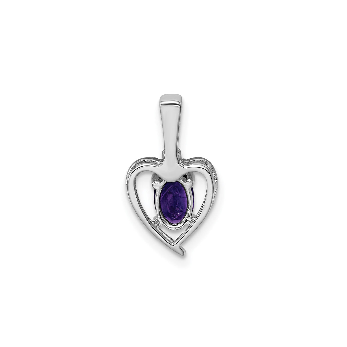 Sterling Silver Pendant with Heart-Shaped Amethyst and Diamond Accents for Women