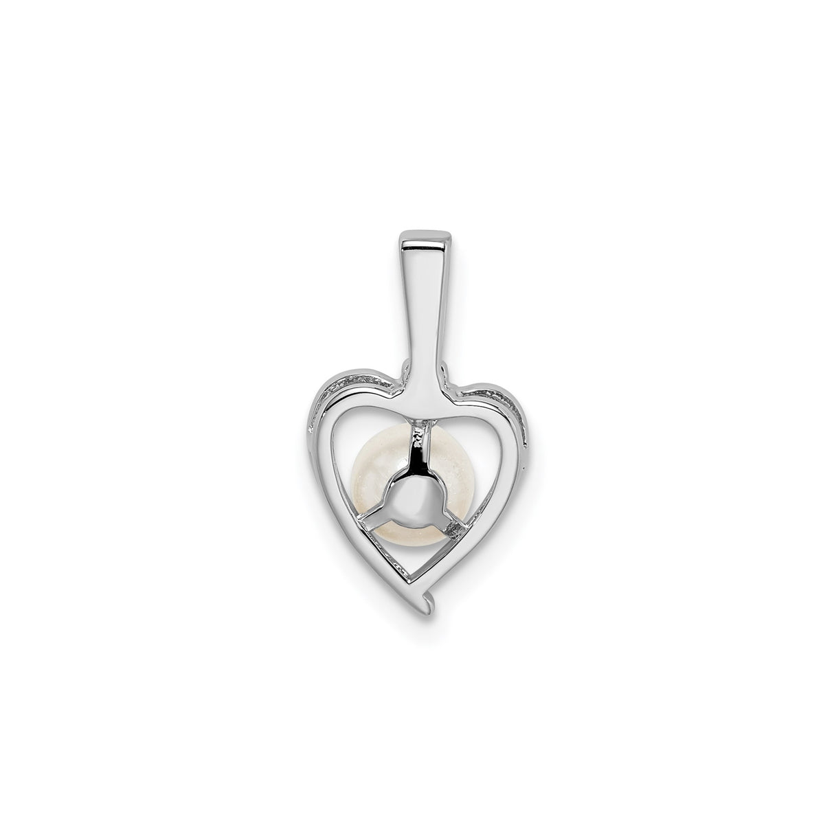 Sterling Silver Heart Pendant with White Pearl and Diamond Accents for Women
