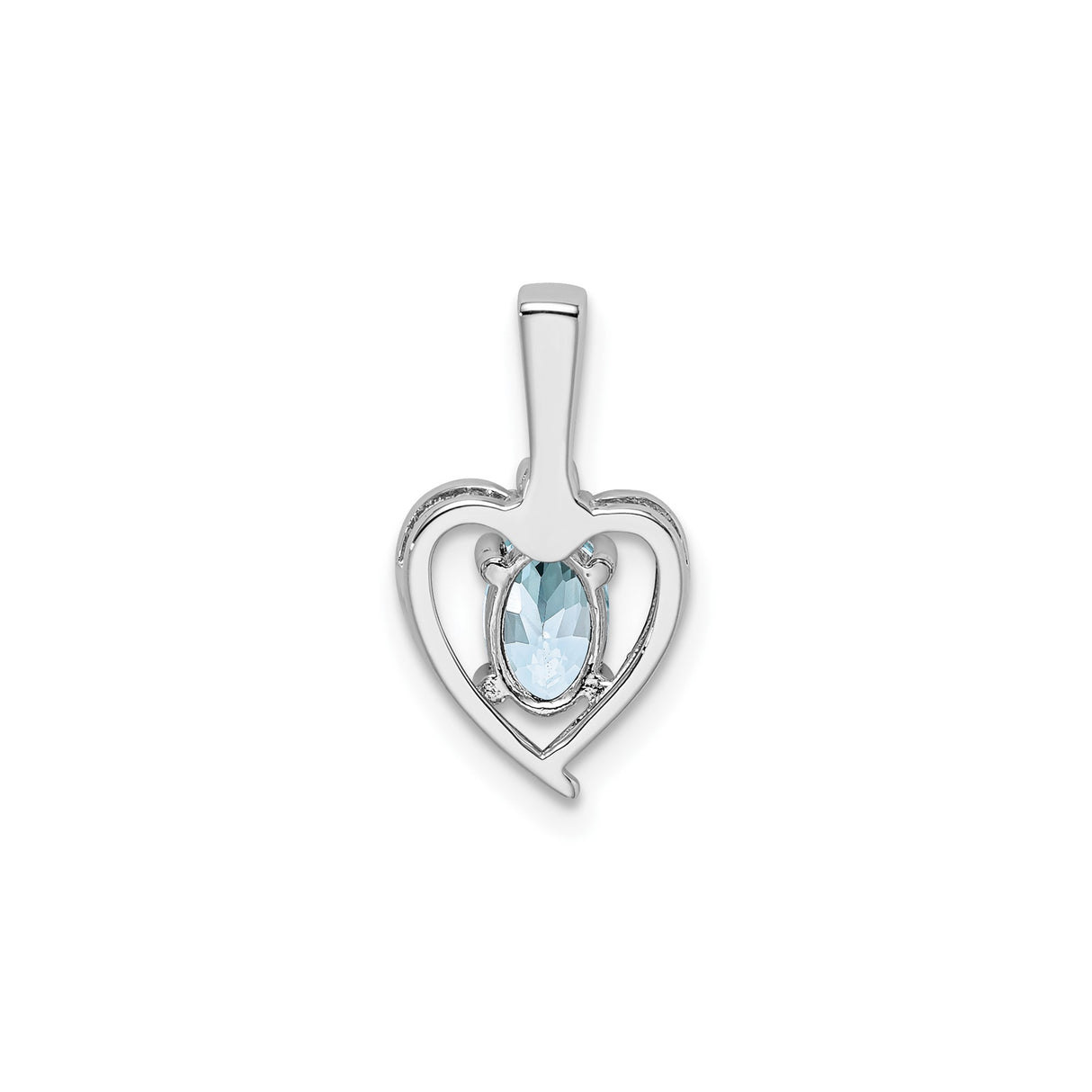 Sterling Silver Heart Pendant with Aquamarine and Diamond Accent for Women