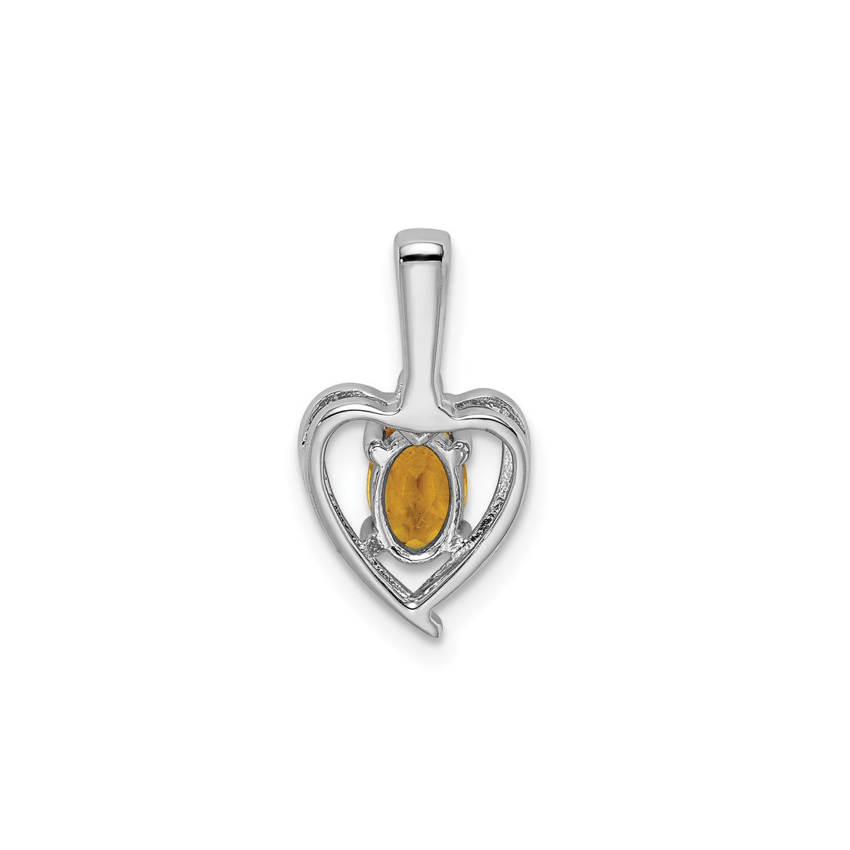 Sterling Silver Heart Pendant with Citrine and Diamond Accent Stones, Romantic Jewelry for Women