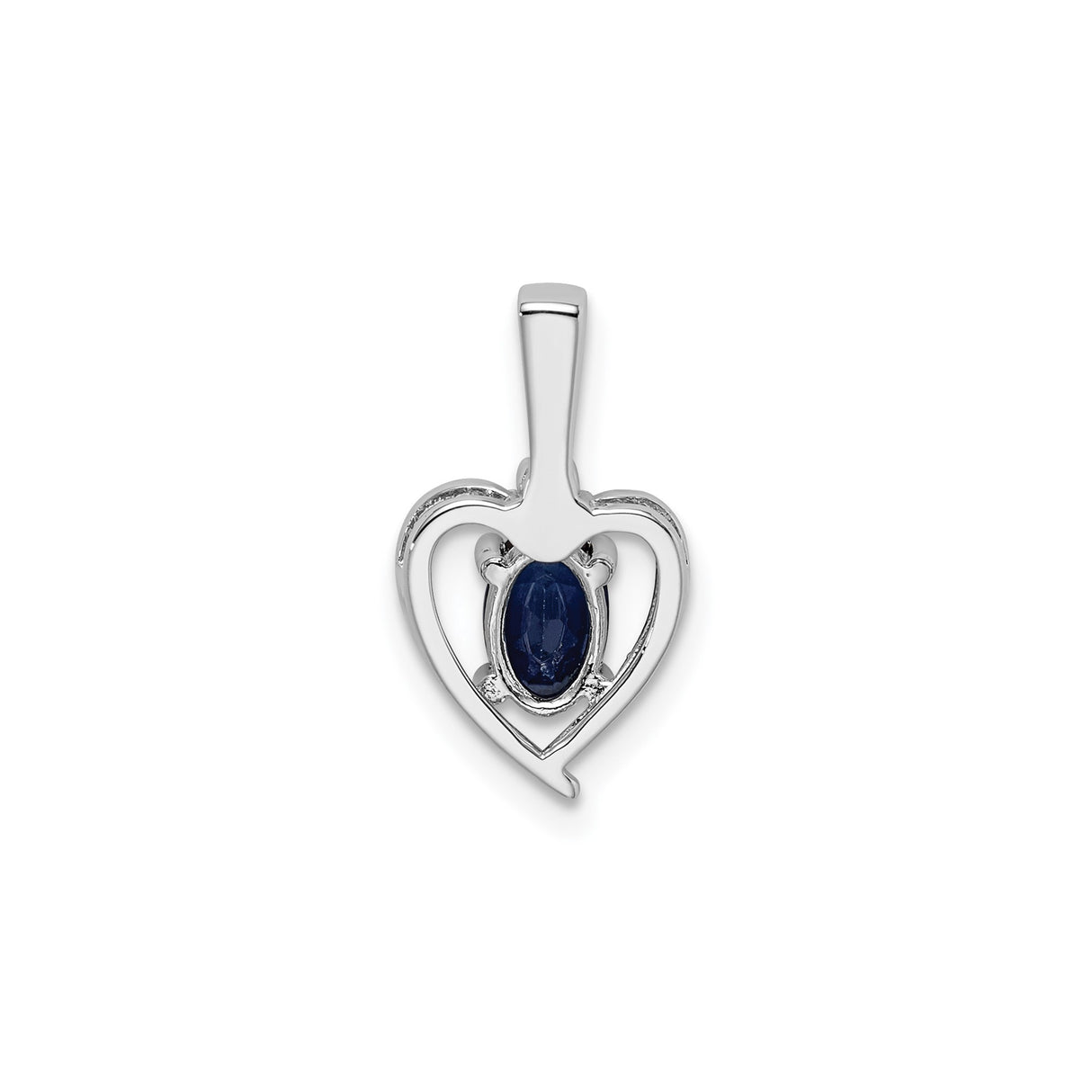 Sterling Silver Heart Pendant with Oval Sapphire and Diamond Accents, Romantic Jewelry for Women