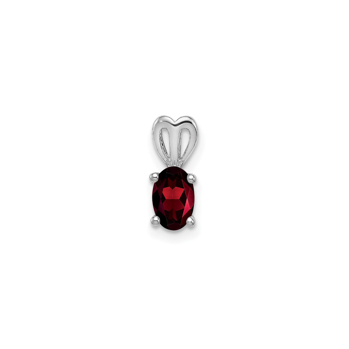 Sterling Silver Heart Pendant with Oval Garnet, Romantic for Women