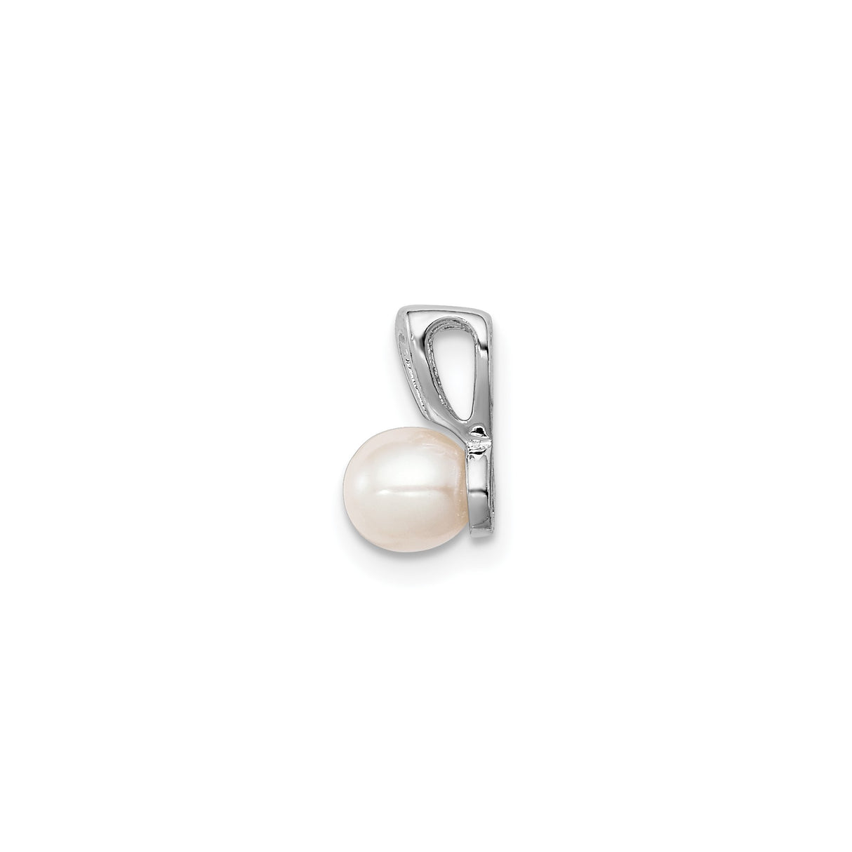 Sterling Silver Pendant with White Cultured Pearl and Heart Shaped Bail for Women
