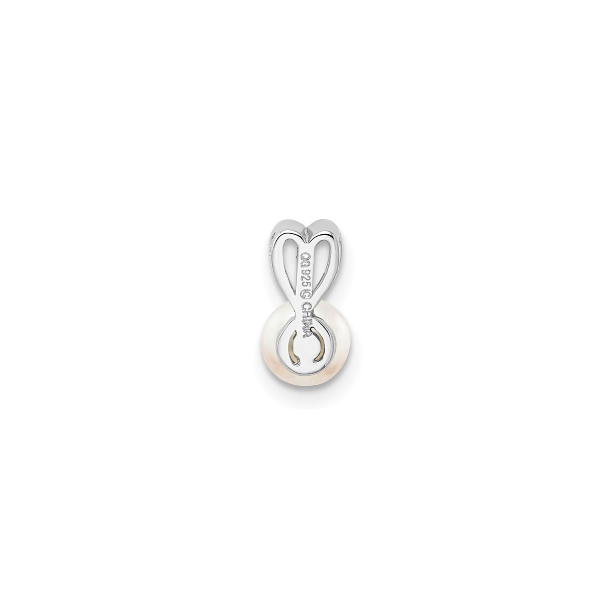 Sterling Silver Pendant with White Cultured Pearl and Heart Shaped Bail for Women