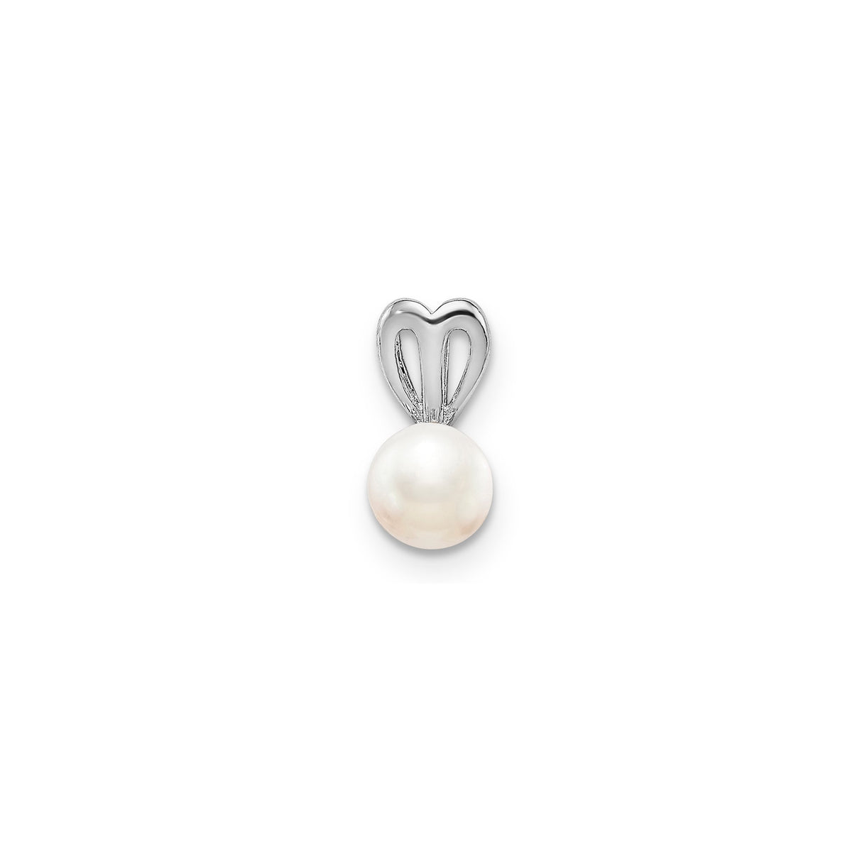 Sterling Silver Pendant with White Cultured Pearl and Heart Shaped Bail for Women
