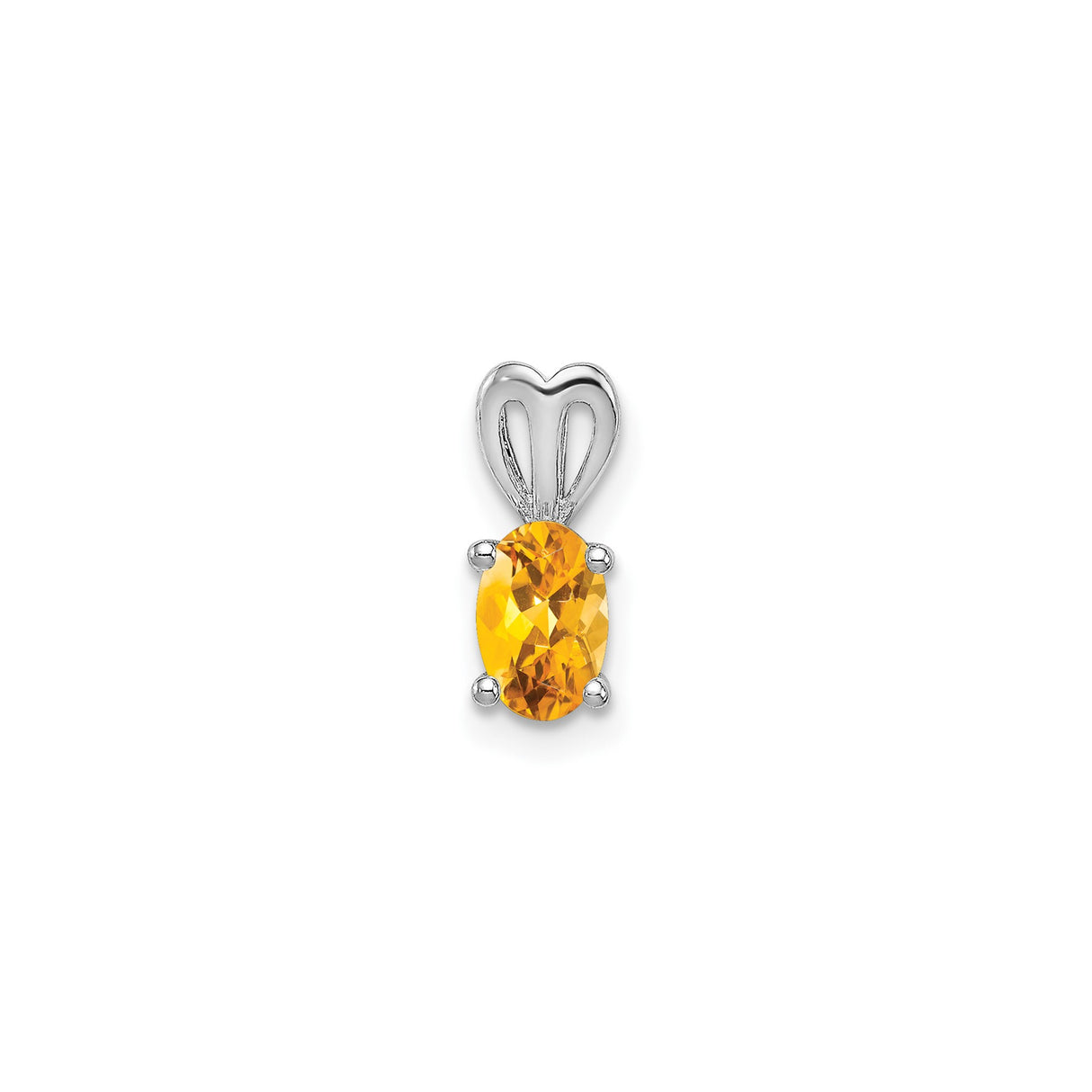 Sterling Silver Pendant with Oval Citrine and Heart Bail, Romantic Jewelry for Women