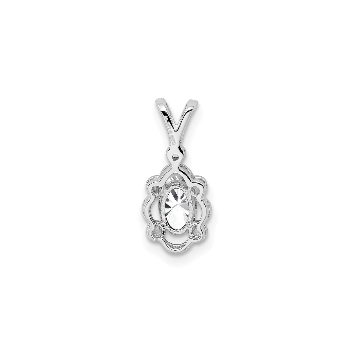 Sterling Silver Pendant with White Topaz and Diamond Accents, Vintage Scroll Design