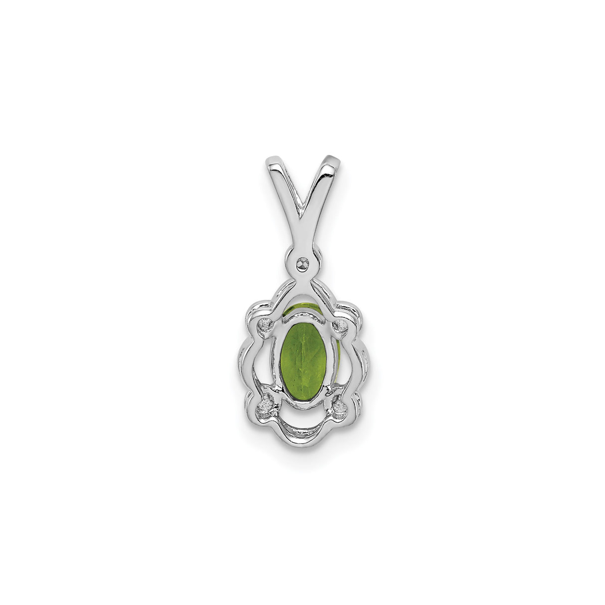Sterling Silver Pendant with Peridot and Diamond Accents, Filigree Detailing, August Birthstone