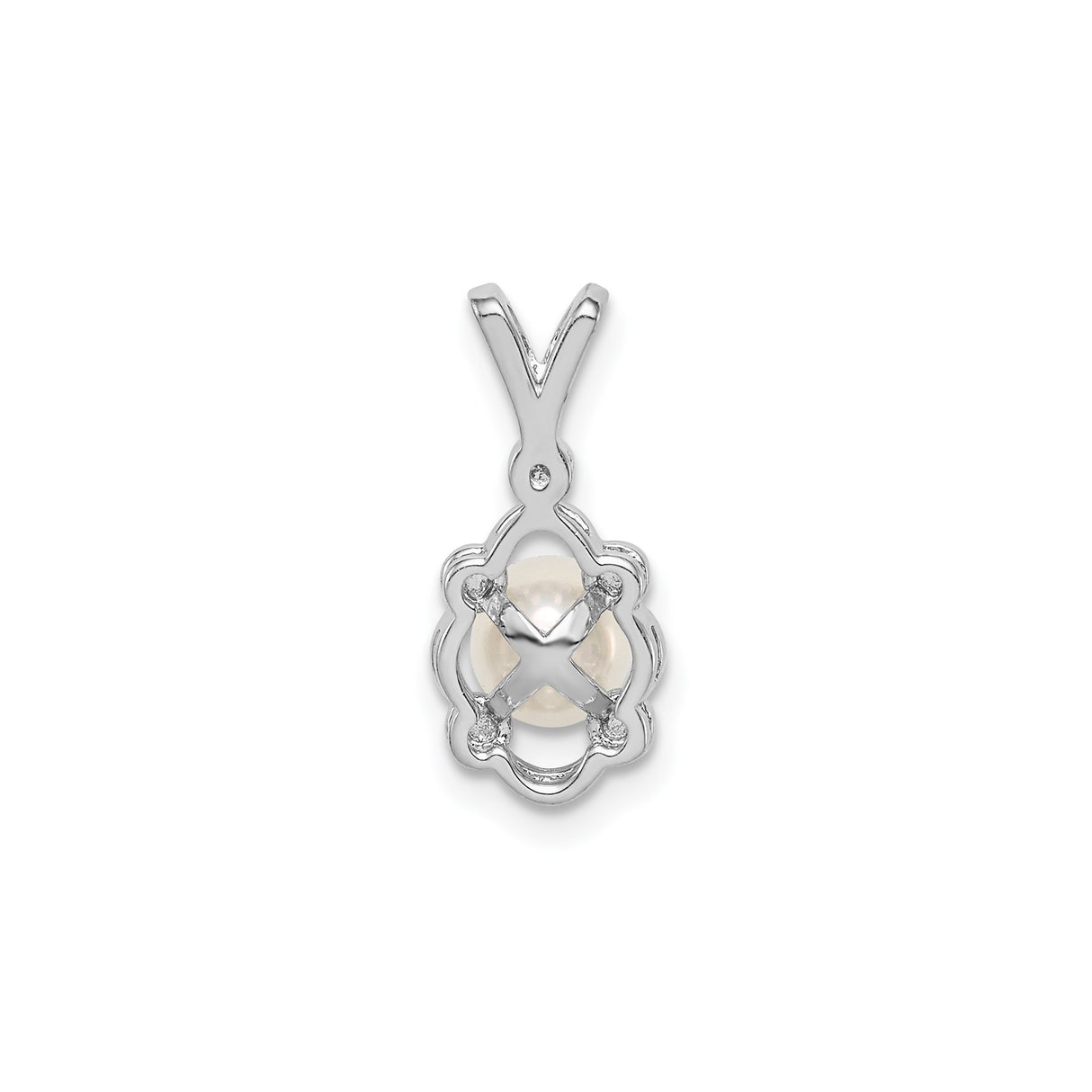 Sterling Silver Pendant with Cultured Freshwater Pearl and Diamond Accents, Floral Design