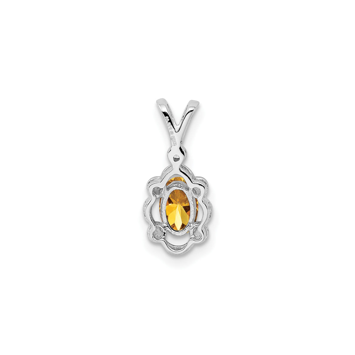 Sterling Silver Citrine Pendant with Diamond Accents, Floral-Inspired Frame for Women