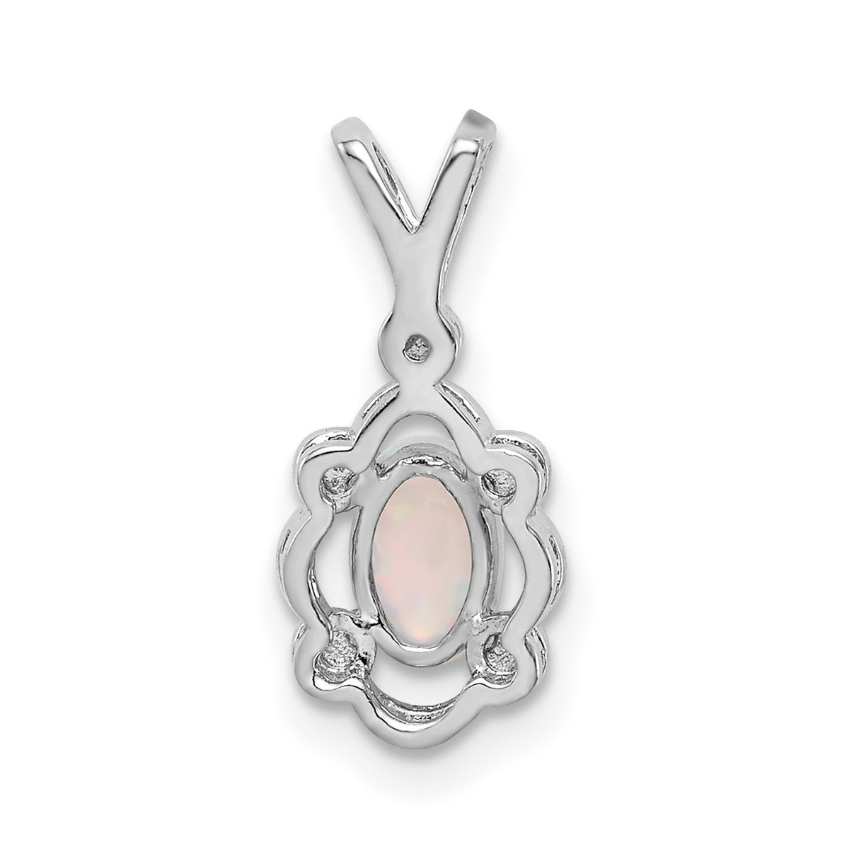 Sterling Silver Pendant with Lab Created Opal and Diamond Accent, Filigree Design for Women