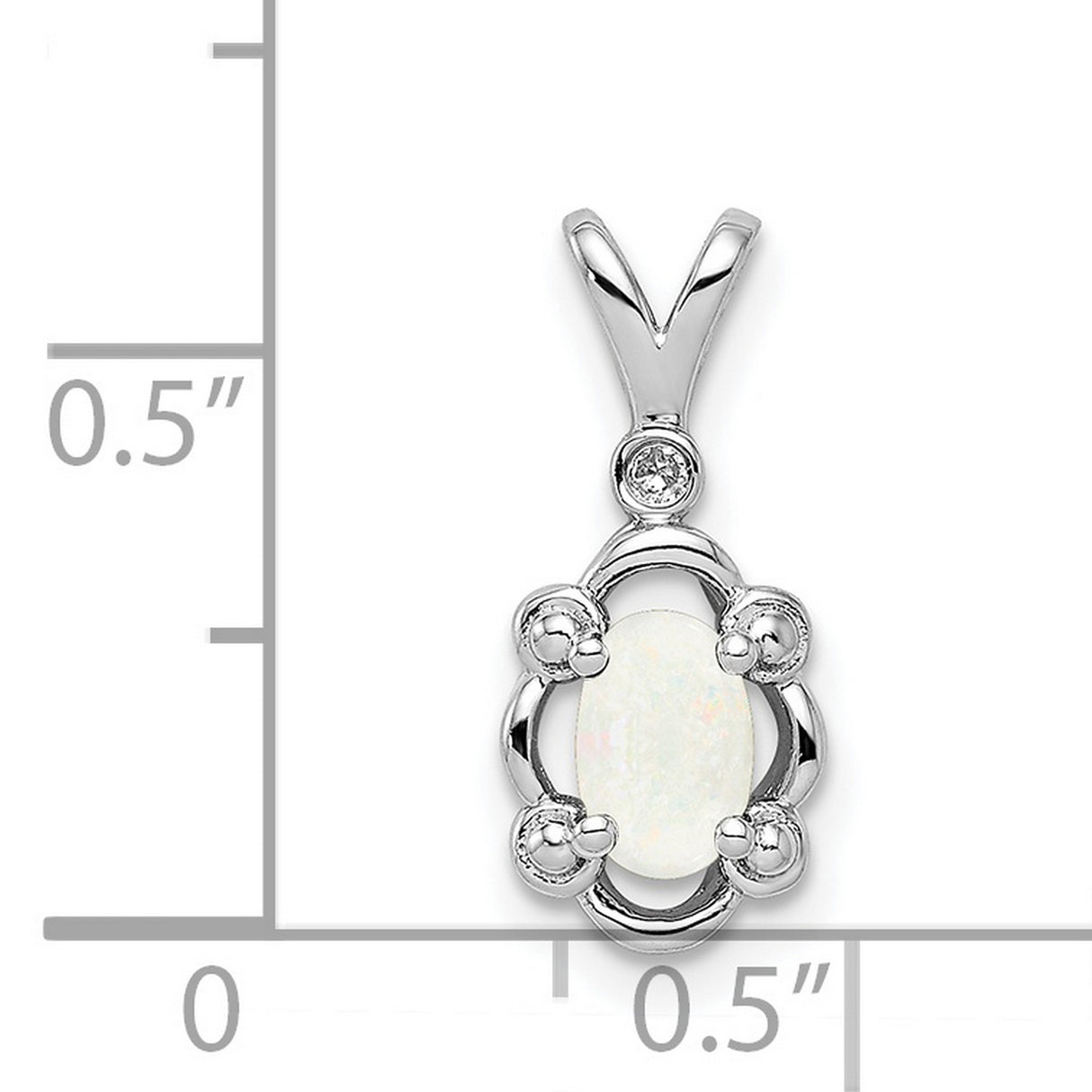 Sterling Silver Pendant with Lab Created Opal and Diamond Accent, Filigree Design for Women
