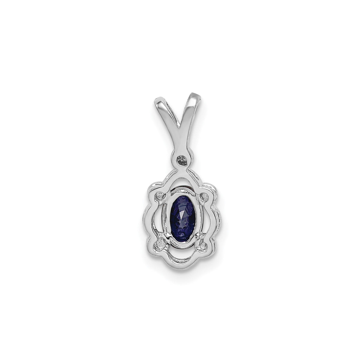 Sterling Silver Pendant with Lab Created Sapphire, Diamond Accent, Floral Filigree Design