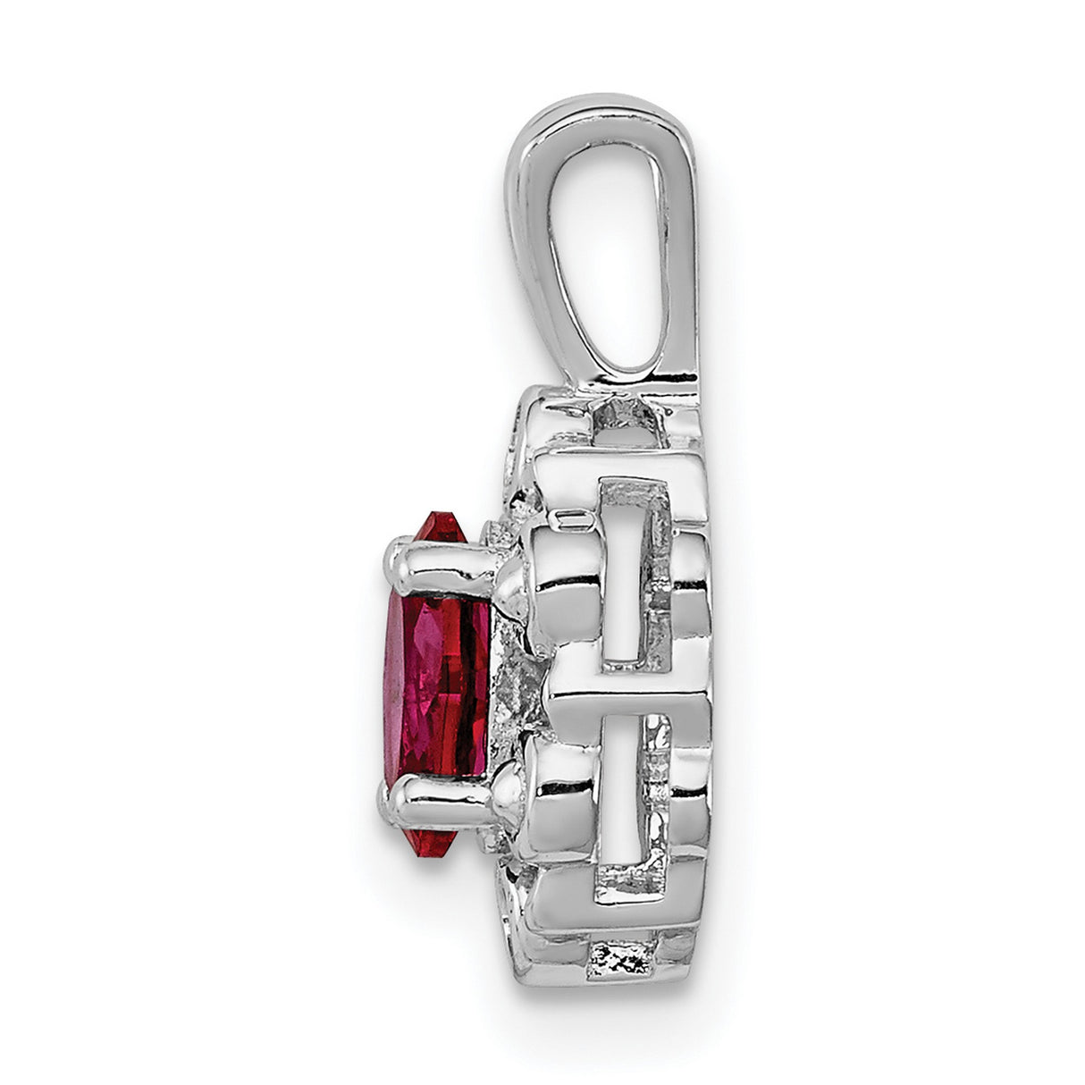 Created Ruby and Diamond Charm Pendant in Real 925 Sterling Silver