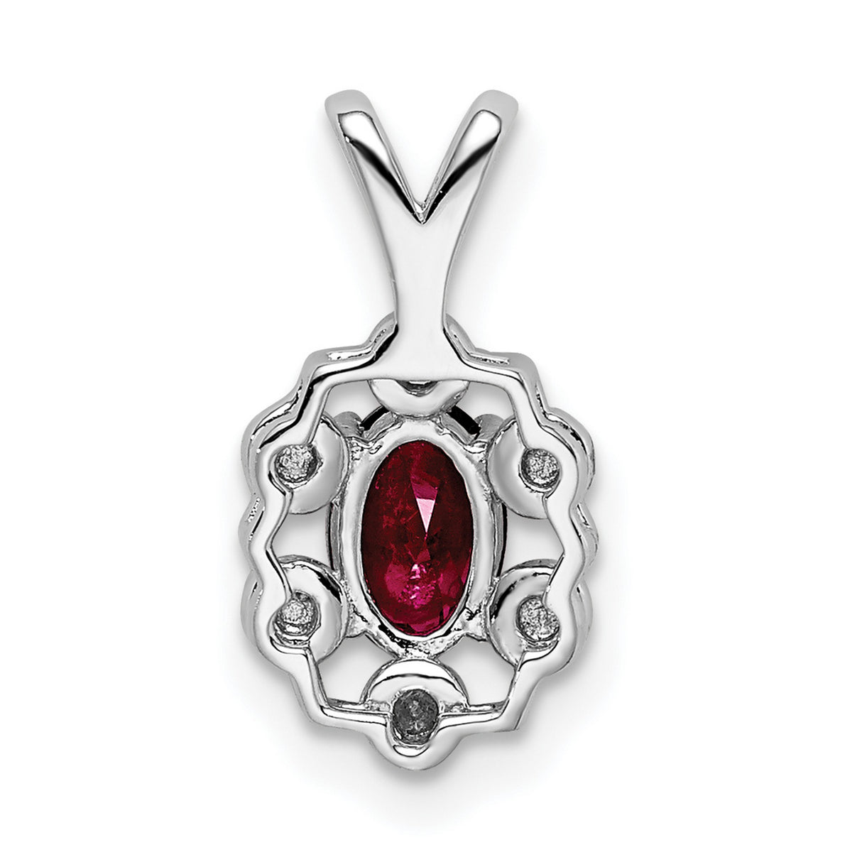 Created Ruby and Diamond Charm Pendant in Real 925 Sterling Silver
