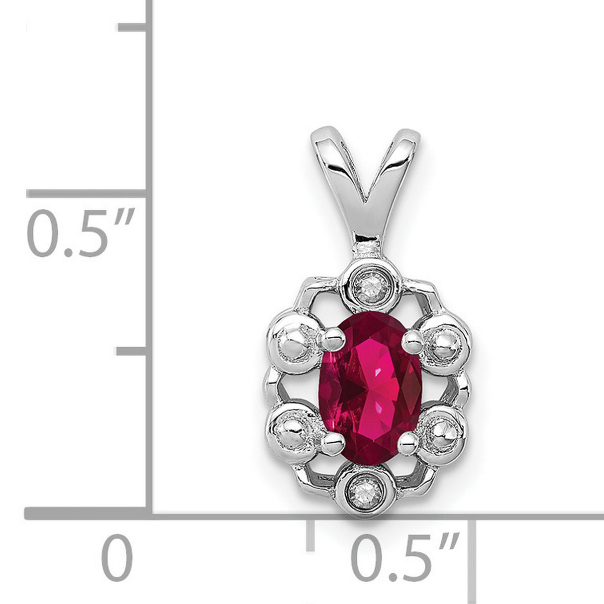 Created Ruby and Diamond Charm Pendant in Real 925 Sterling Silver