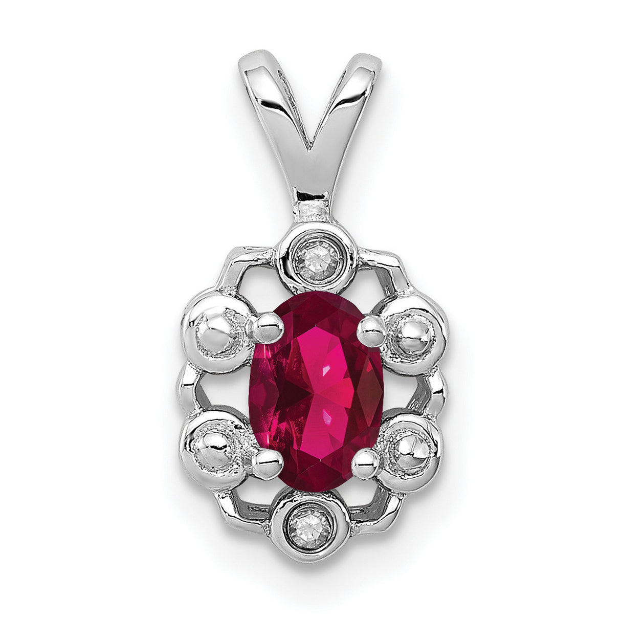Created Ruby and Diamond Charm Pendant in Real 925 Sterling Silver