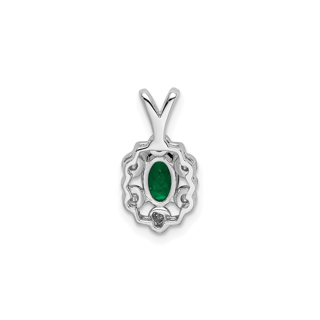 Sterling Silver Pendant with Lab Created Emerald and Diamond Accents, Filigree Design