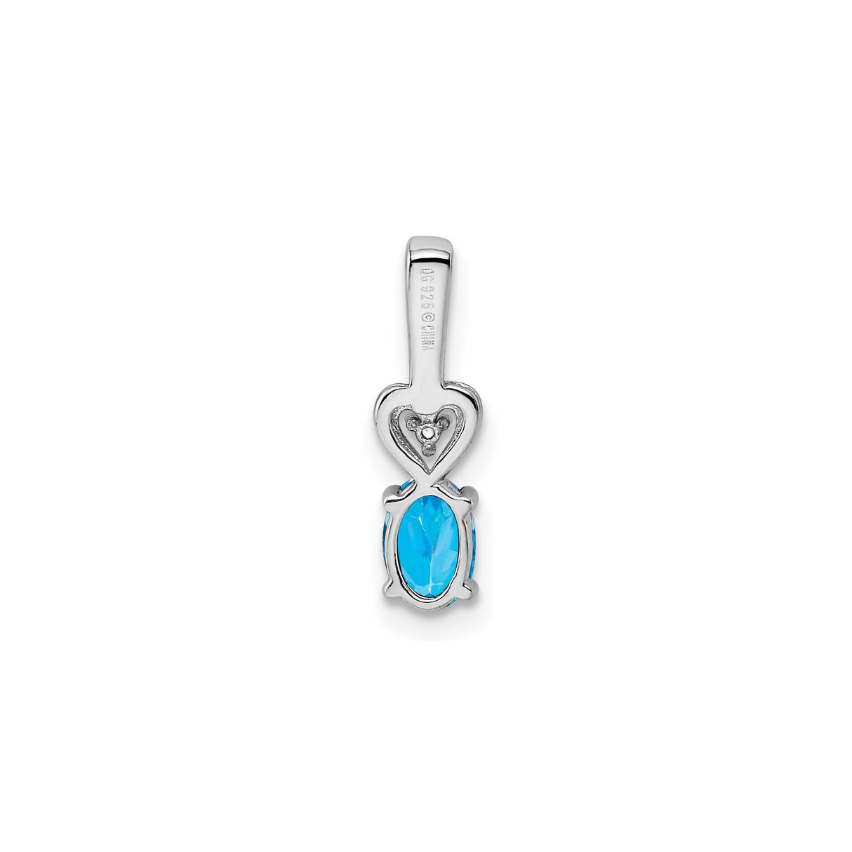 Sterling Silver Heart Pendant with Swiss Blue Topaz and Diamond Accents