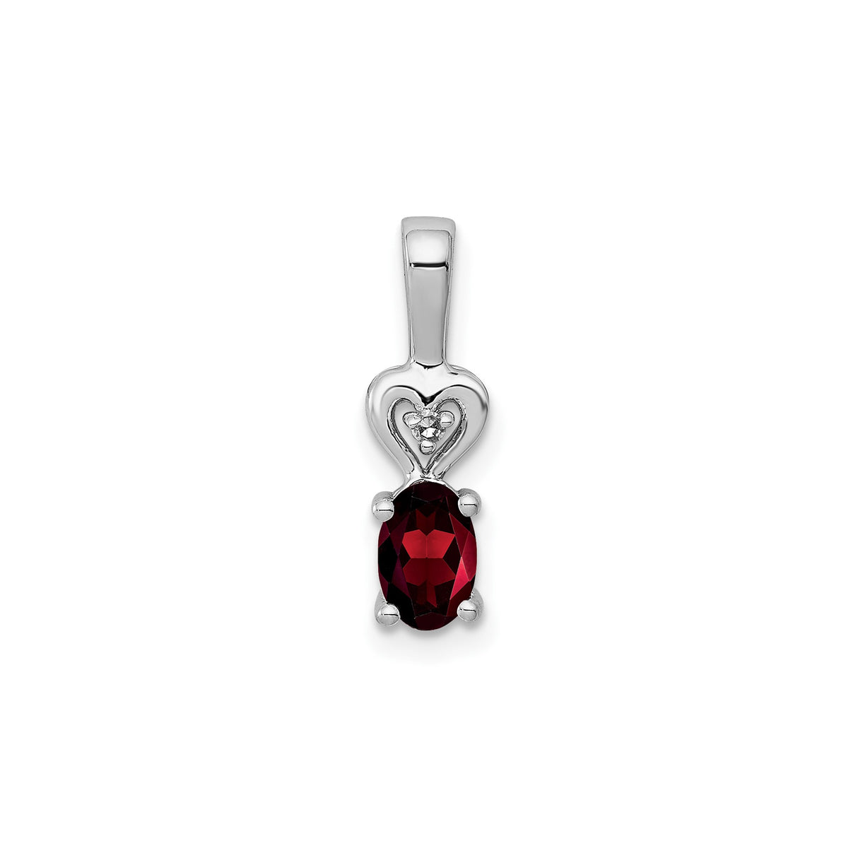 Sterling Silver Heart Pendant with Garnet and Diamond Accent, Romantic Jewelry for Women