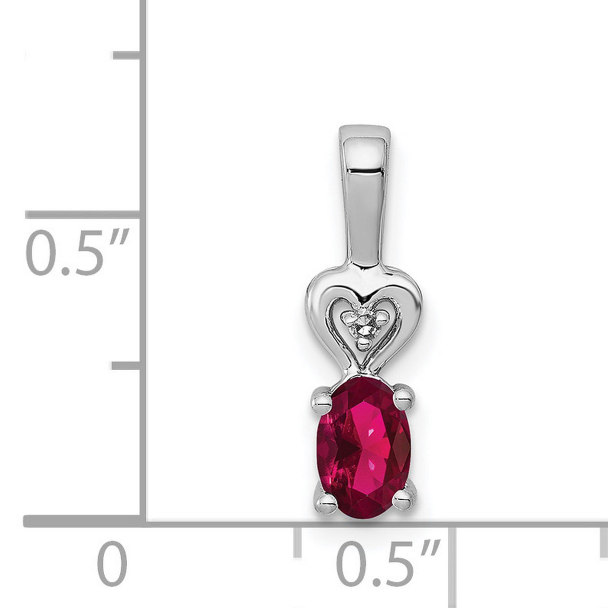 Sterling Silver Heart Pendant with Lab Created Ruby and Diamond Accents