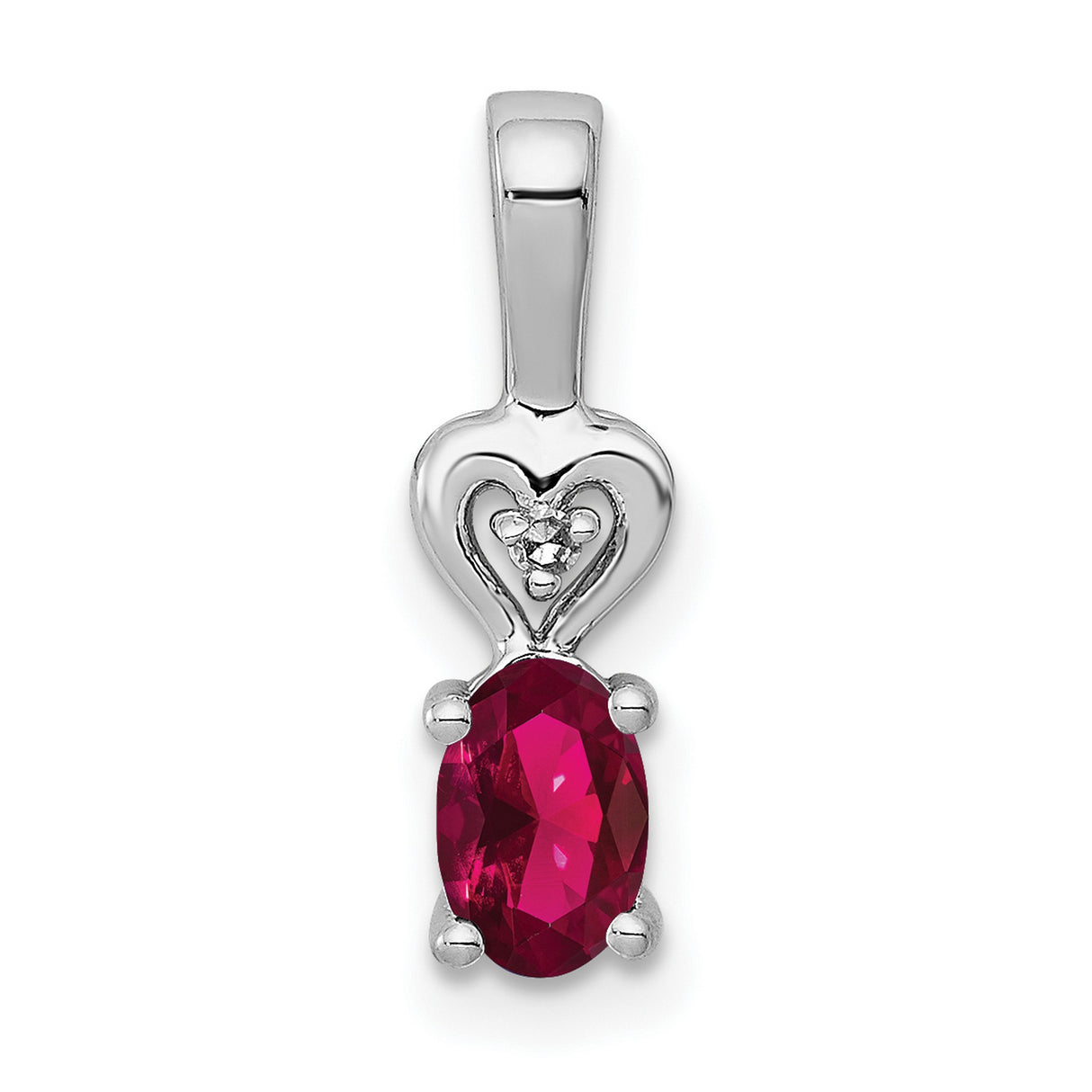Sterling Silver Heart Pendant with Lab Created Ruby and Diamond Accents