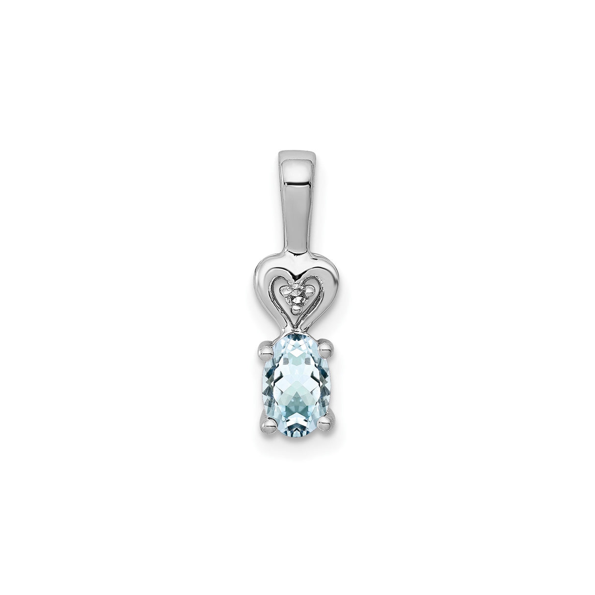 Sterling Silver Heart Pendant with Aquamarine and Diamond Accents, Romantic Jewelry for Women