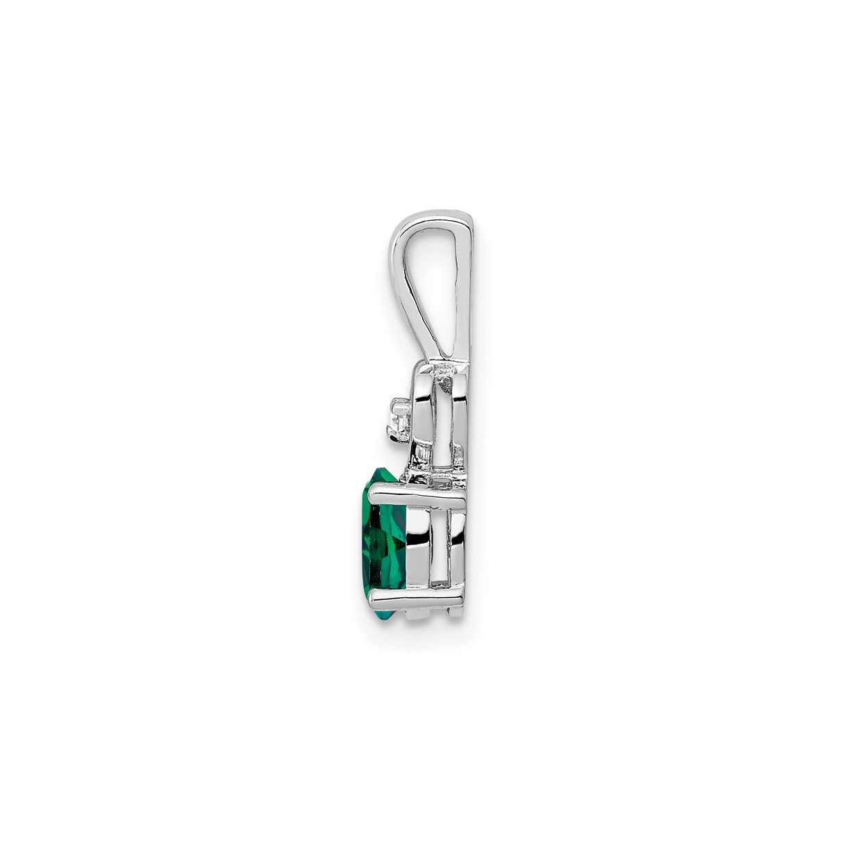 Sterling Silver Heart Pendant with Lab Created Emerald and Diamond Accents