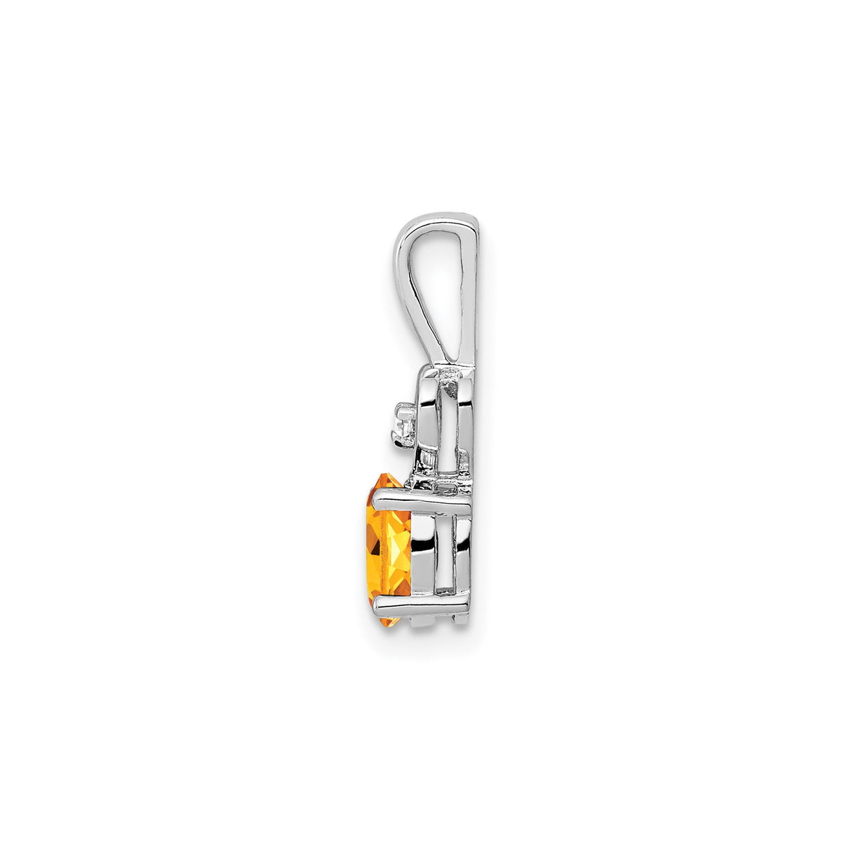 Sterling Silver Heart Pendant with Oval Citrine and Diamond Accents, Romantic Jewelry for Women